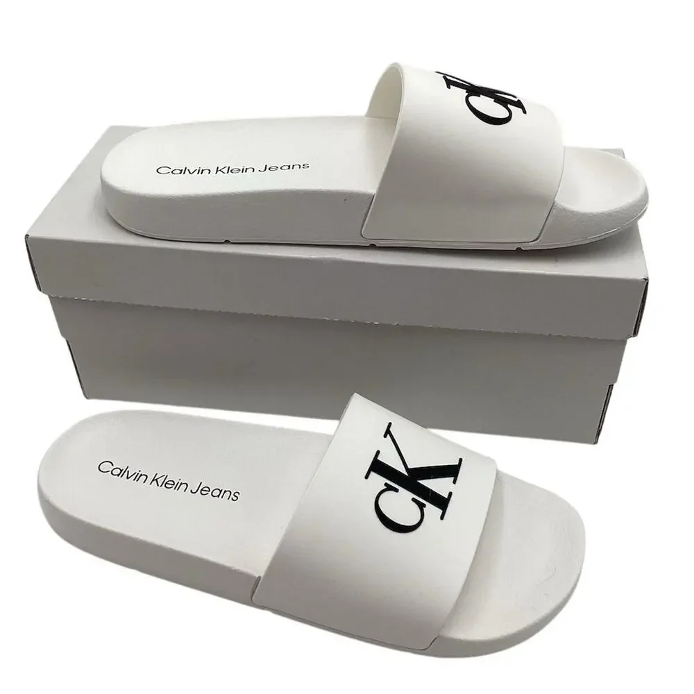 Calvin Klein Unisex Slide Sandals White Size 10M Casual Summer